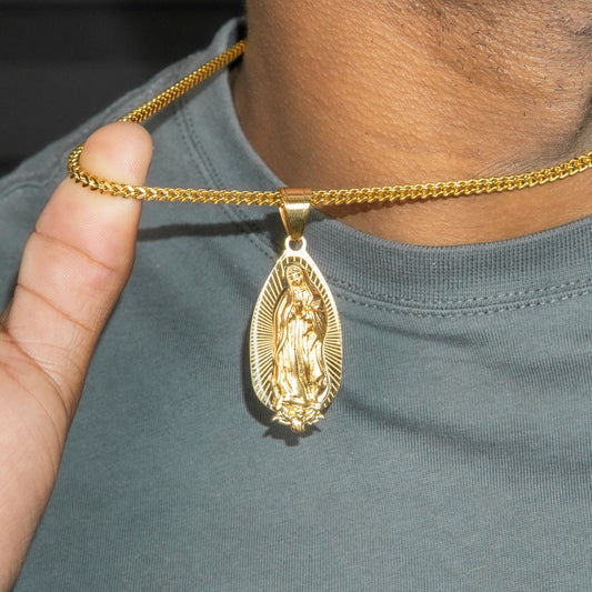 Mens Jewelry - 14K Gold Virgin Mary Necklace | Appx. 8.5 Grams