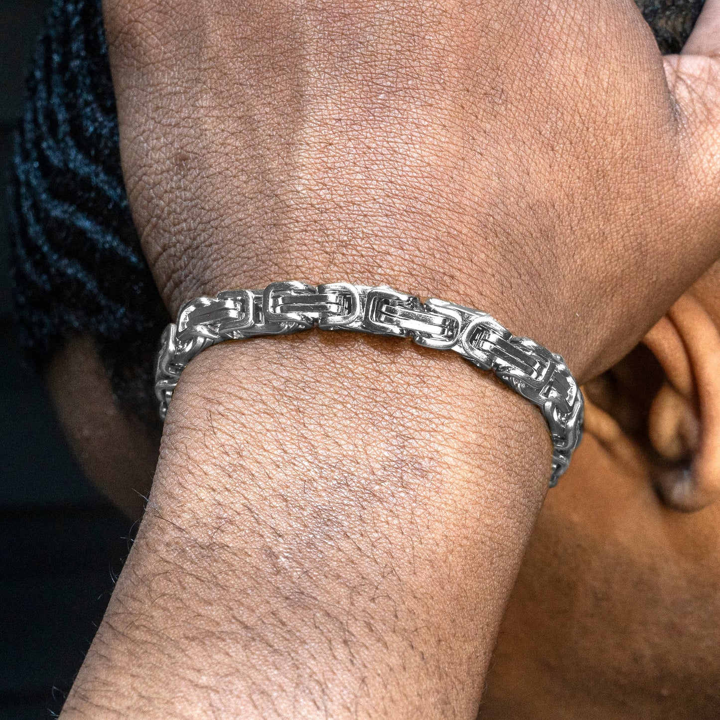 Gold Jewelry -  14K White Gold Byzantine Bracelet