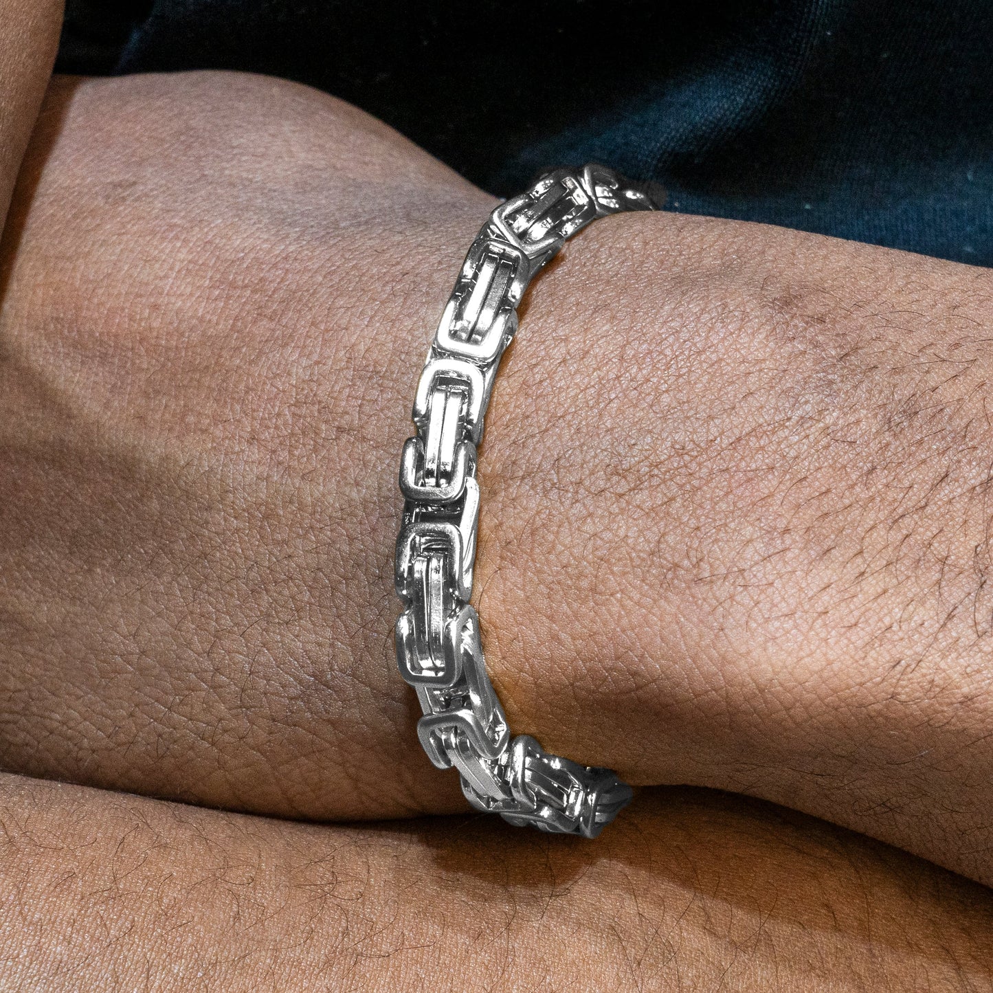 Gold Jewelry -  14K White Gold Byzantine Bracelet
