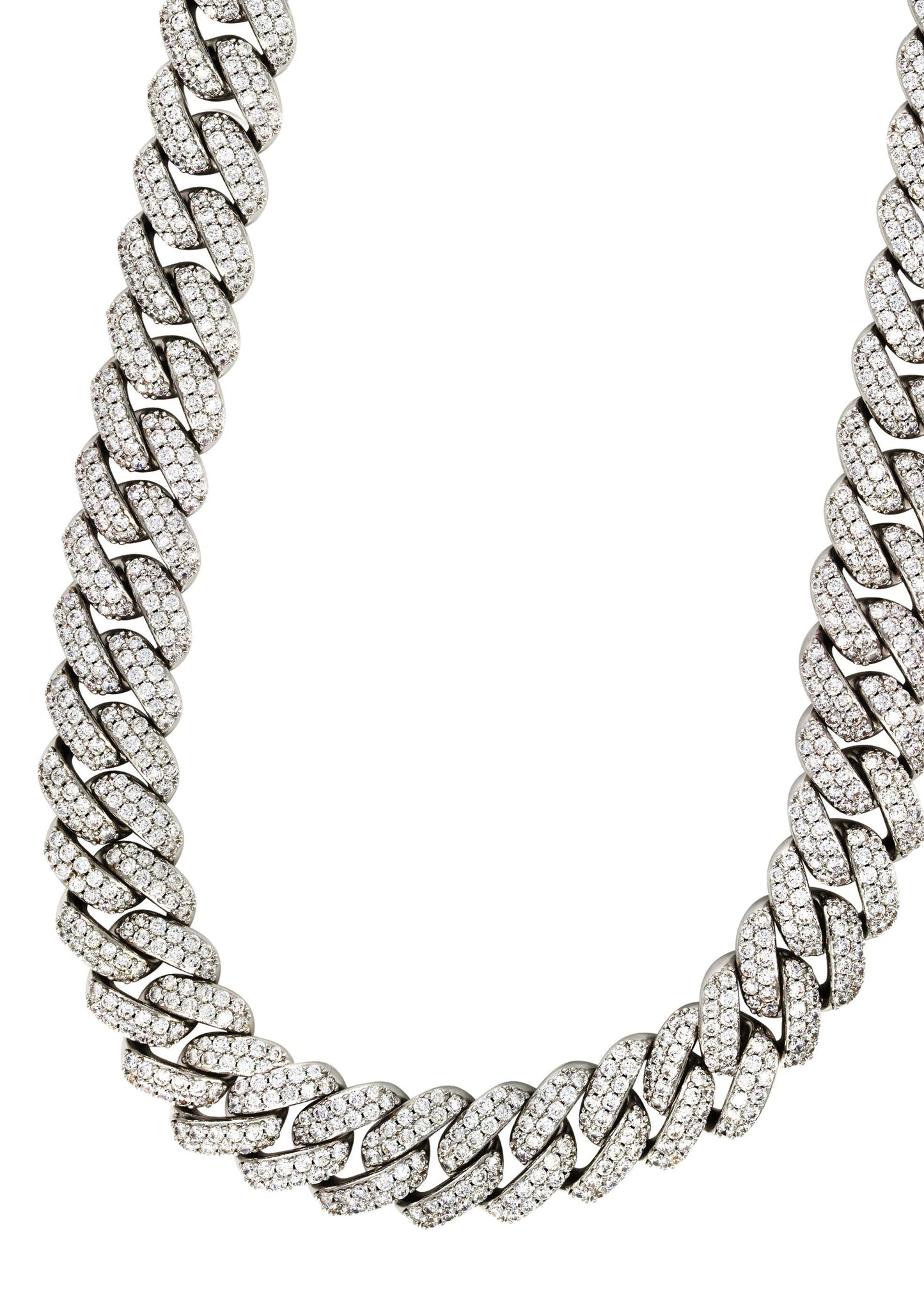 Mens Jewelry -  Mens 14K White Gold  Iced Out VVS Miami Cuban Link Chain