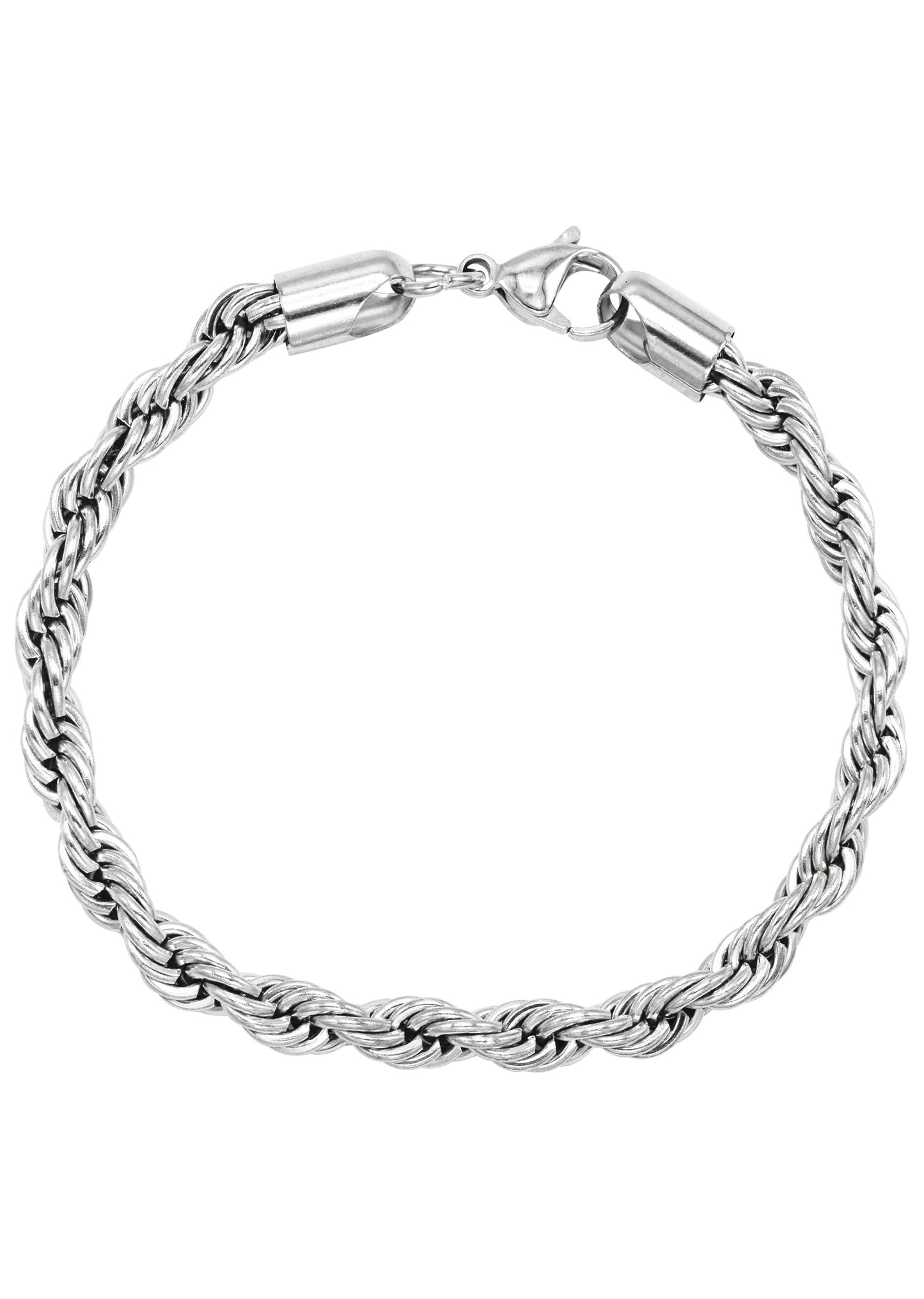 Mens Jewelry - 14K Solid White Gold Rope Chain & Bracelet ( 6 Mm )