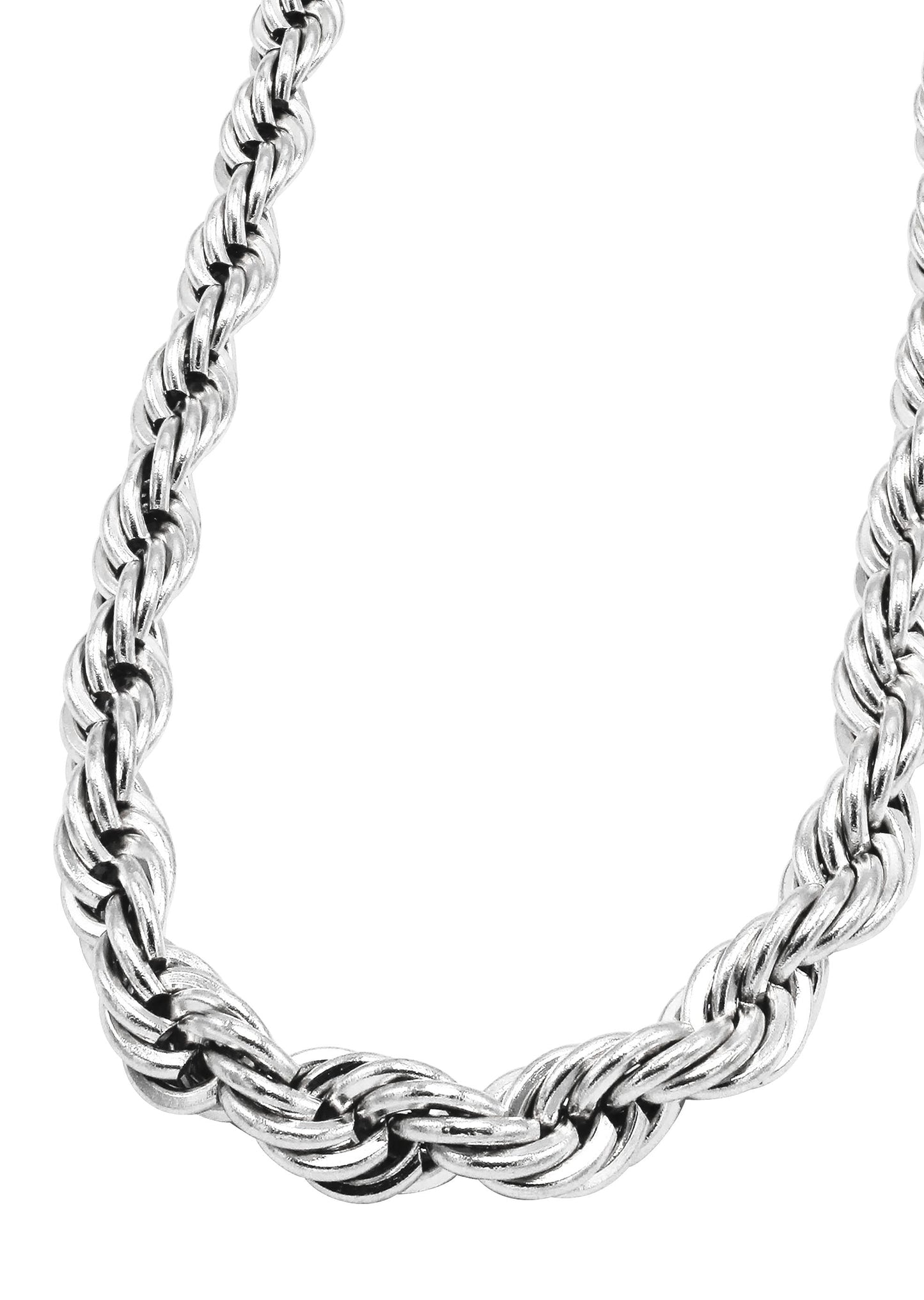 Mens Jewelry - 14K Solid White Gold Rope Chain & Bracelet ( 6 Mm )