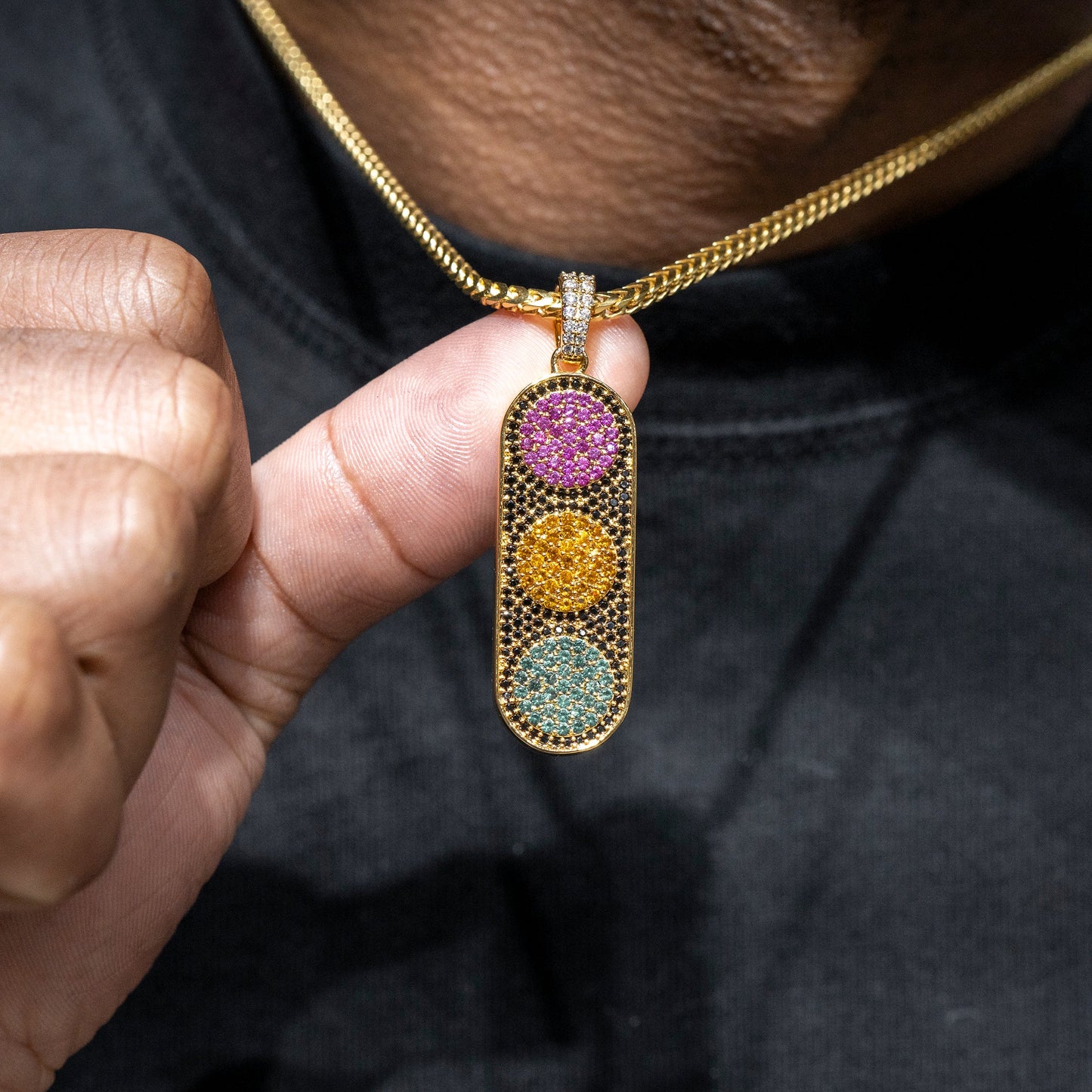 Mens Jewelry - Iced Out VVS Stop Light Pendant | 12.5 Grams