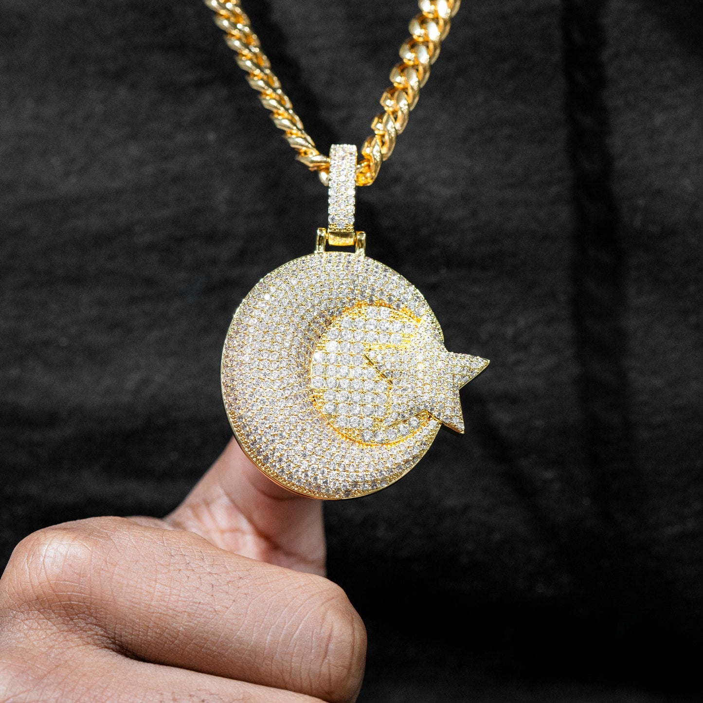 Mens Mens Jewelry - Iced Out VVS Moon Pendant | 29 Grams