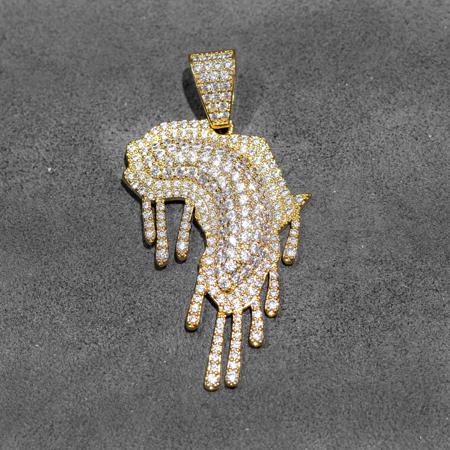 Mens Jewelry -  Gold Iced Out VVS Africa Necklace | Appx. 15.5 Grams