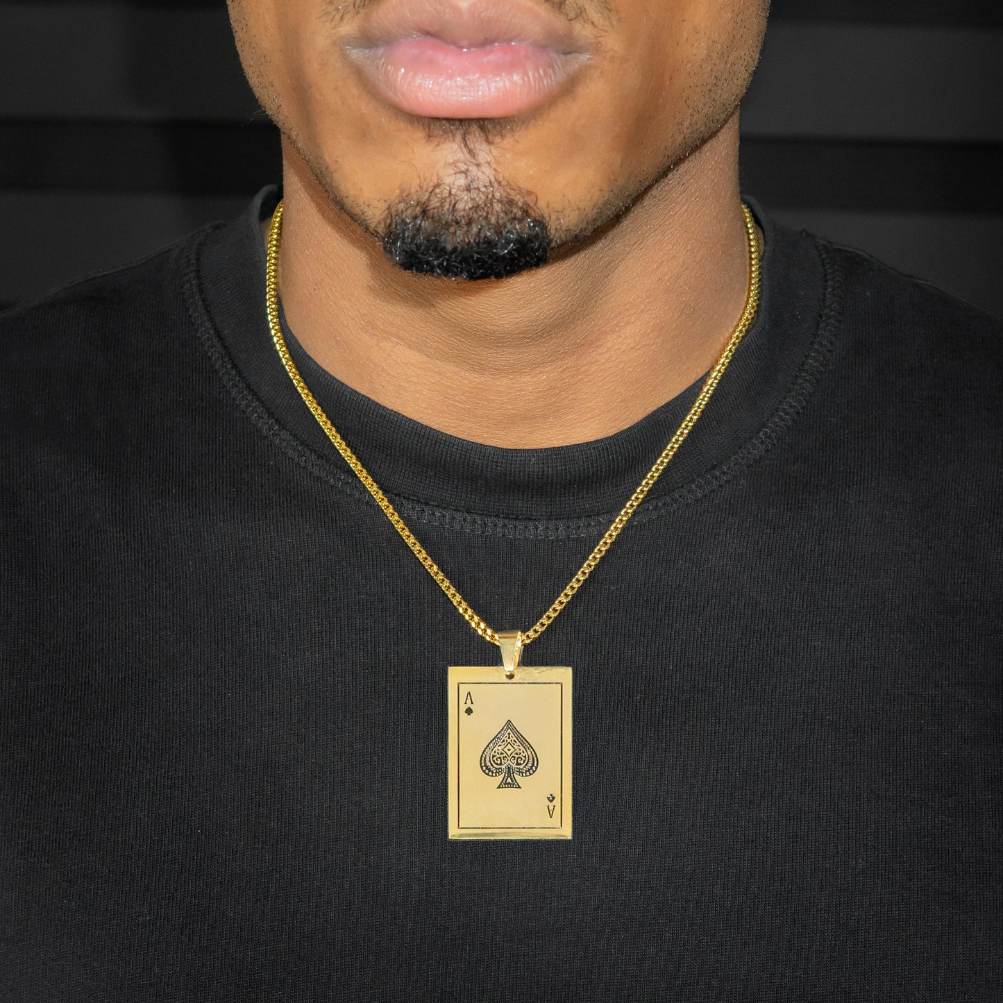 Mens Jewelry - 14K Gold Ace Of Spades Necklace | Appx. 17 Grams