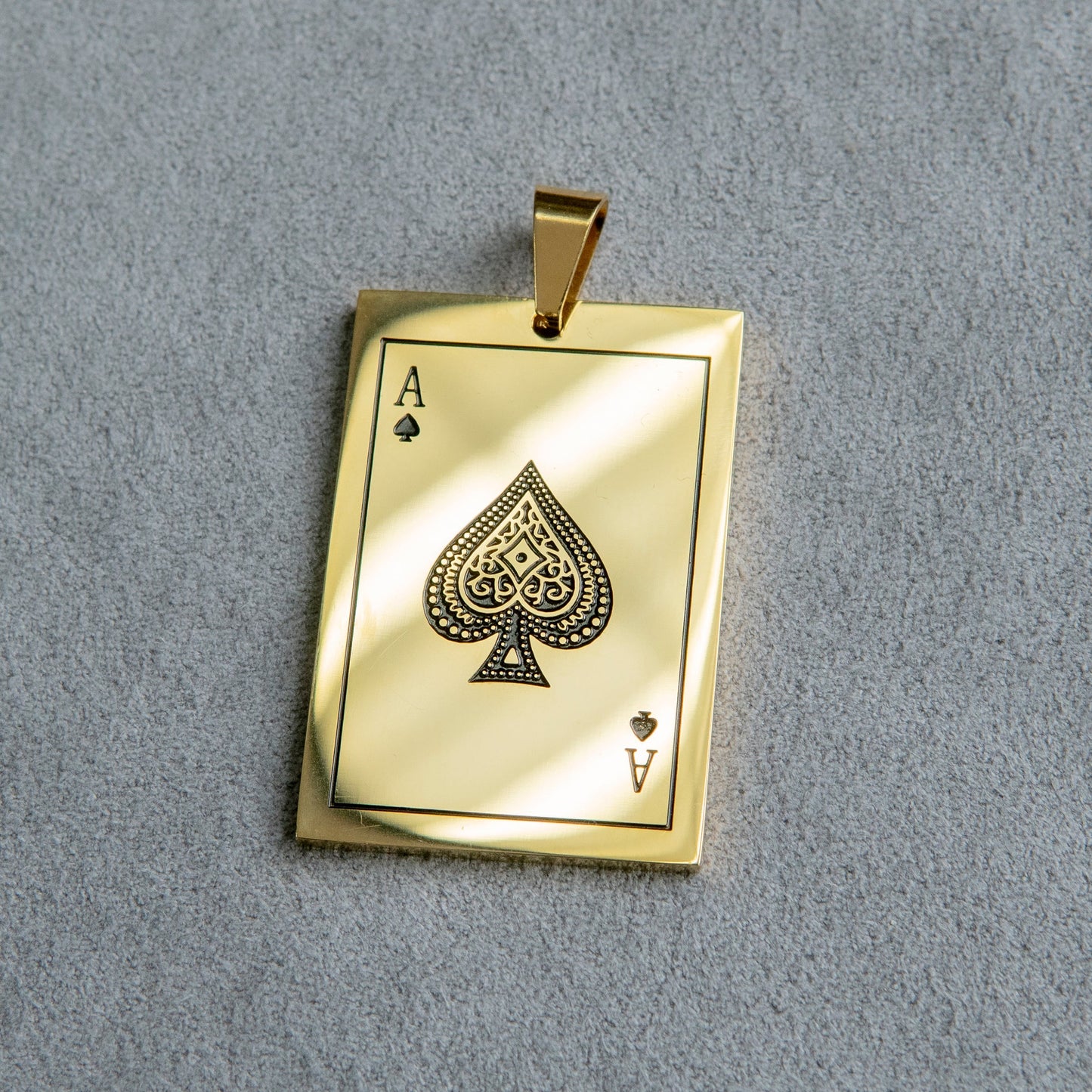 Mens Jewelry - 14K Gold Ace Of Spades Necklace | Appx. 17 Grams