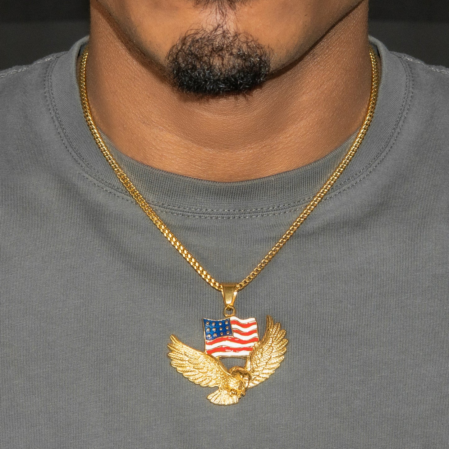 Mens Jewelry - 14K Gold American Eagle Necklace | Appx. 20 Grams