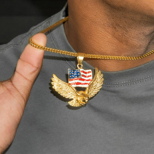 Mens Jewelry - 14K Gold American Eagle Necklace | Appx. 20 Grams