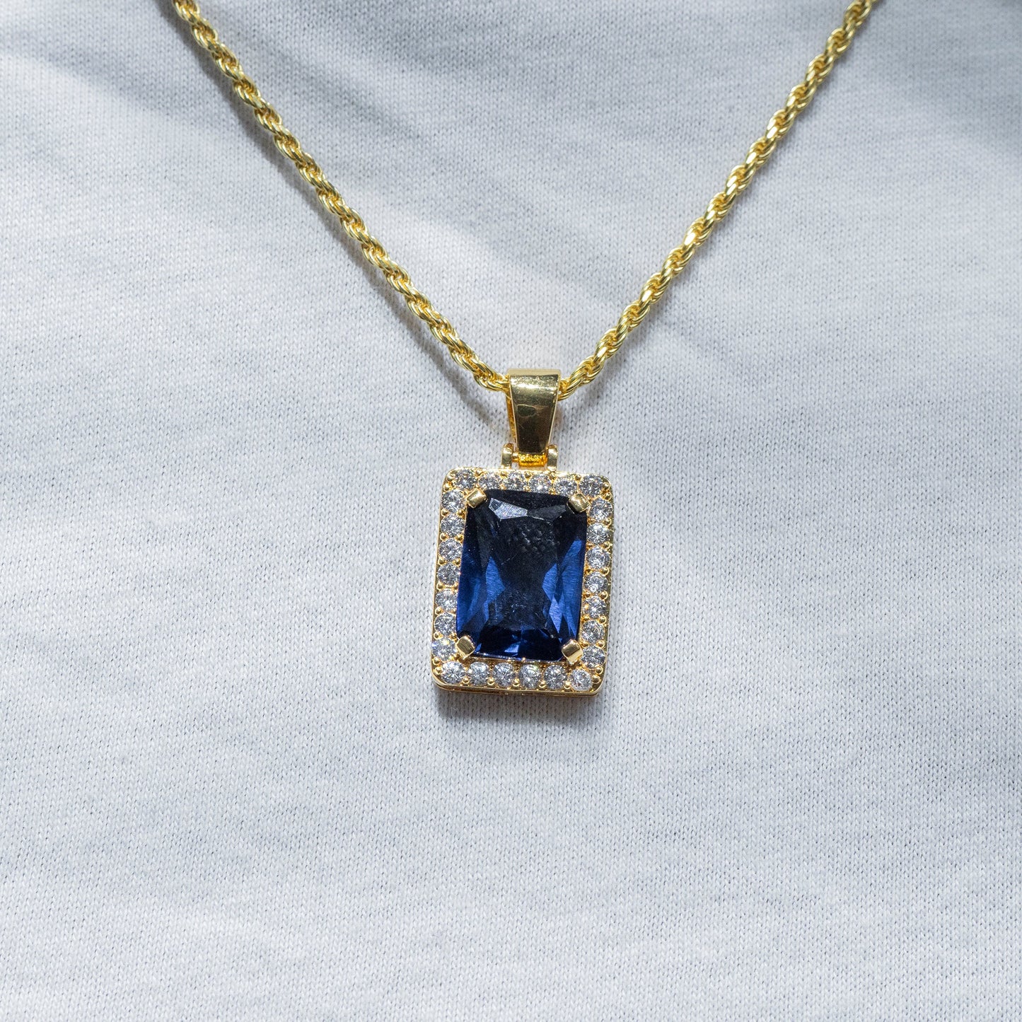 Mens Jewelry - Iced Out VVS Sapphire Pendant | 5.4 Grams