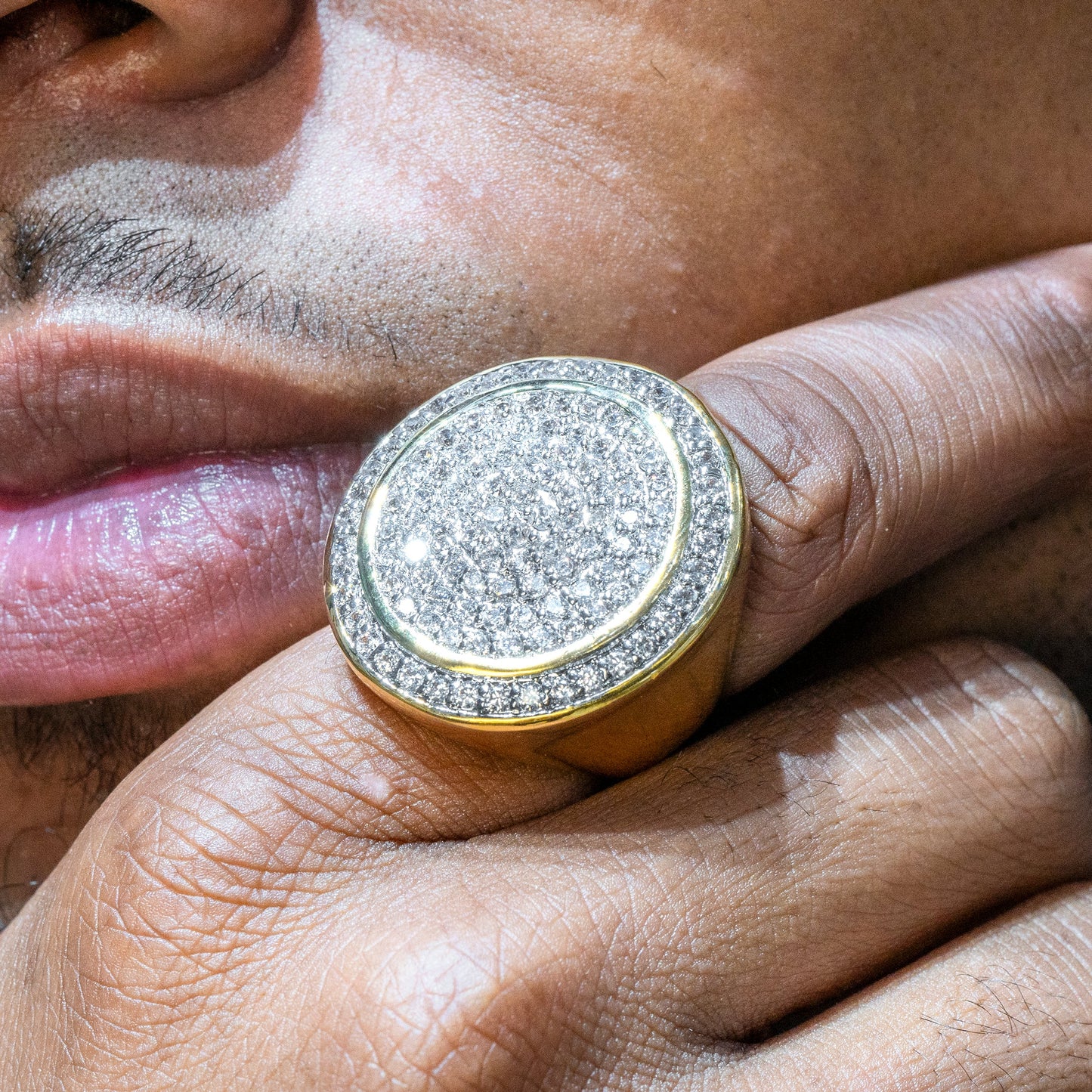 Mens Jewelry - 14K Gold Iced Out VVS Pinky Ring | 20 Grams