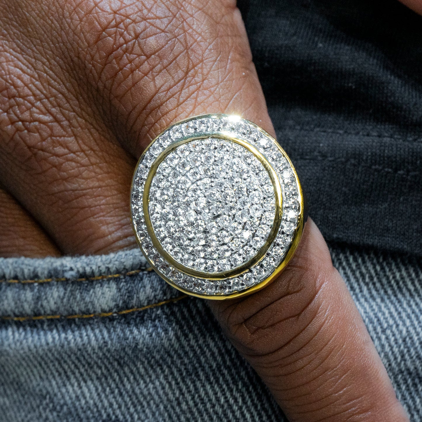 Mens Jewelry - 14K Gold Iced Out VVS Pinky Ring | 20 Grams