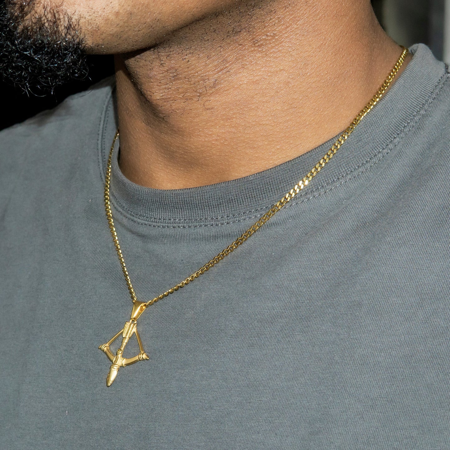 Mens Jewelry - 14K Gold Bow & Arrow Necklace | Appx. 2.6 Grams
