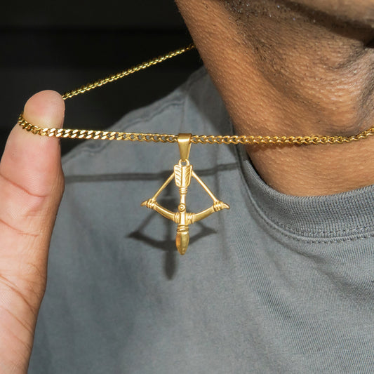 Mens Jewelry - 14K Gold Bow & Arrow Necklace | Appx. 2.6 Grams