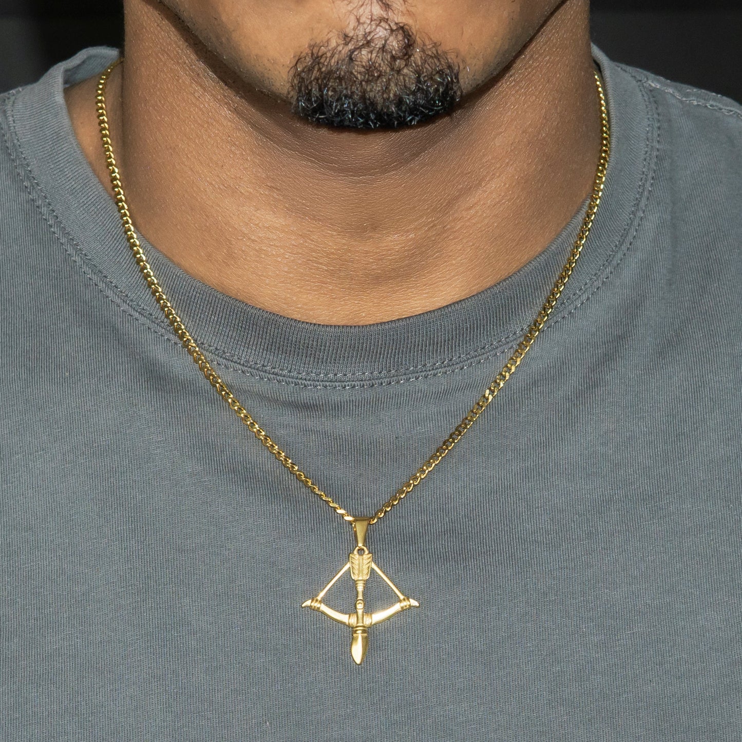 Mens Jewelry - 14K Gold Bow & Arrow Necklace | Appx. 2.6 Grams