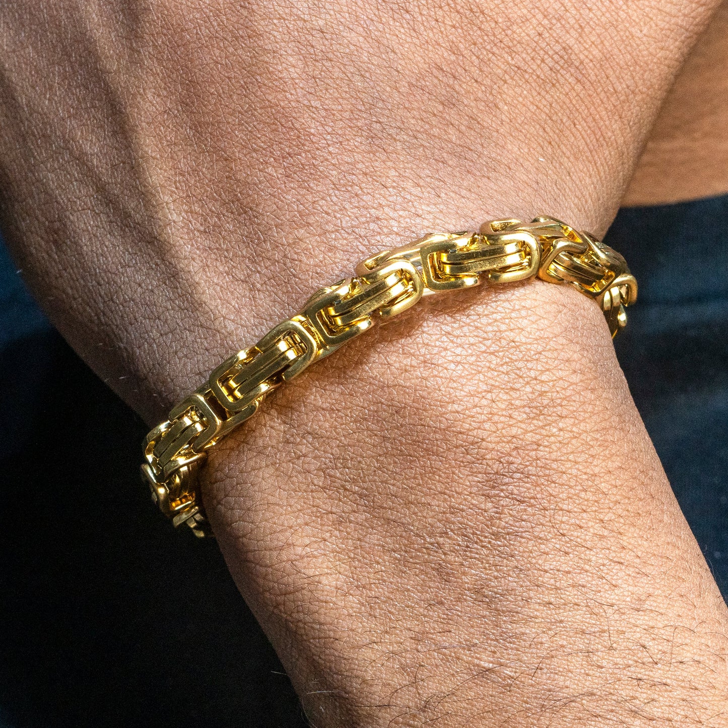 Mens Jewelry - Mens 14K Gold Byzantine Chain & Bracelet