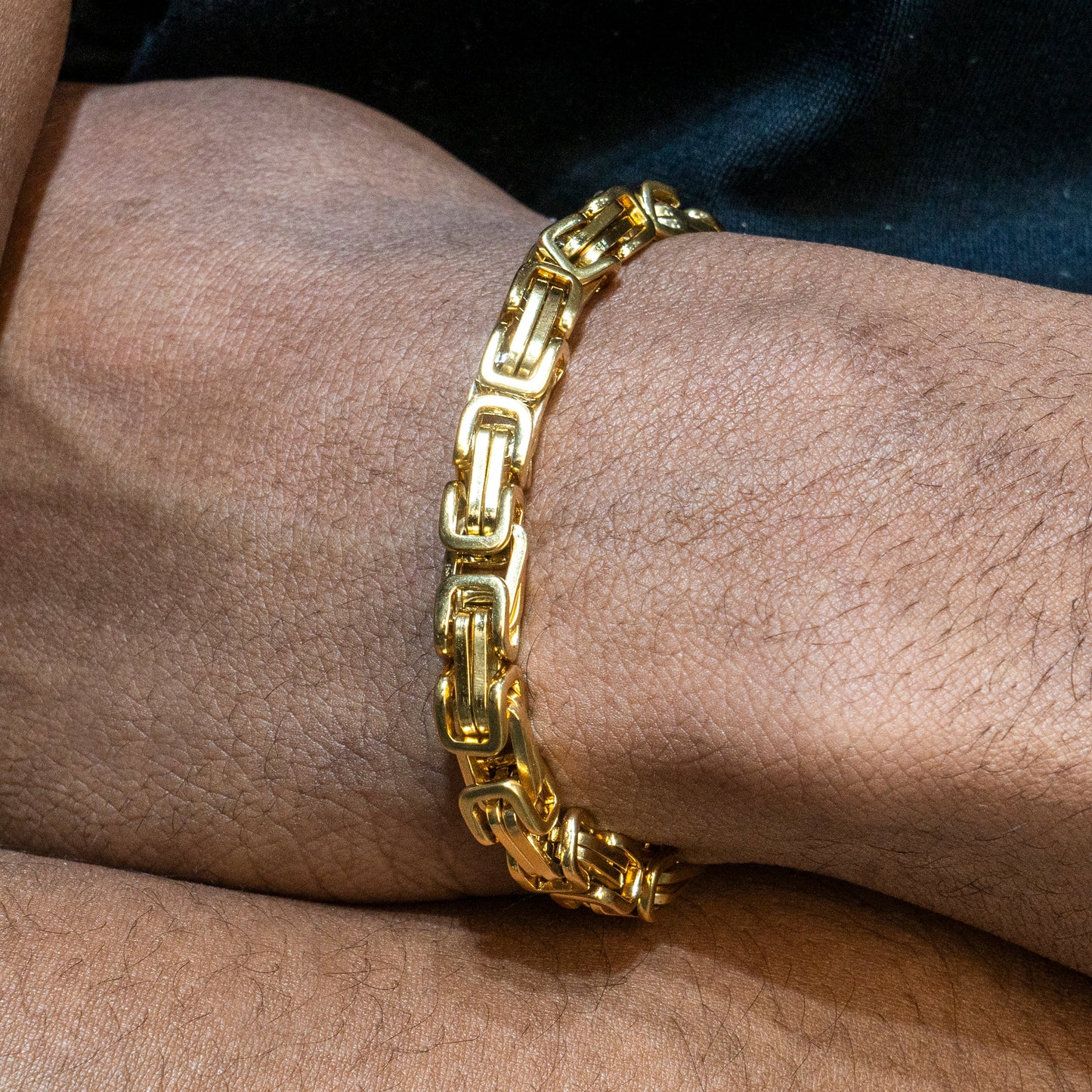 Mens Jewelry - Mens 14K Gold Byzantine Chain & Bracelet