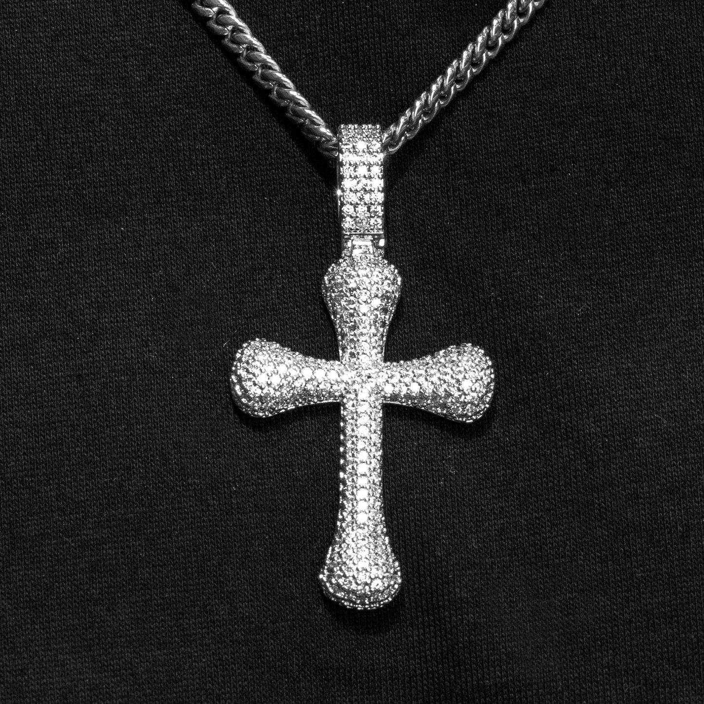Mens Jewelry - White Gold Iced Out VVS Cross Pendant | 12.4 Grams