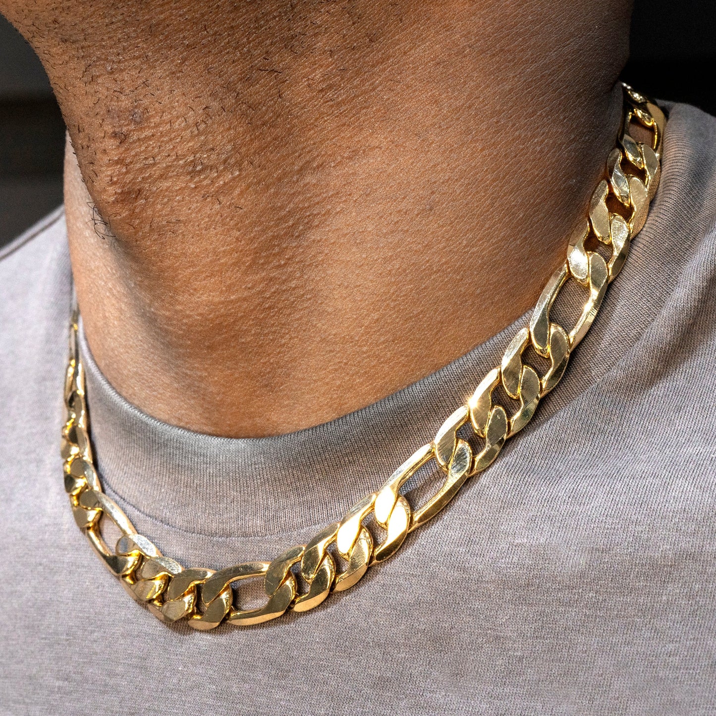 Mens Jewelry - Solid Gold Figaro Chain & Bracelet