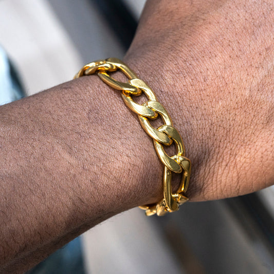 Mens Jewelry - Solid Gold Figaro Chain & Bracelet
