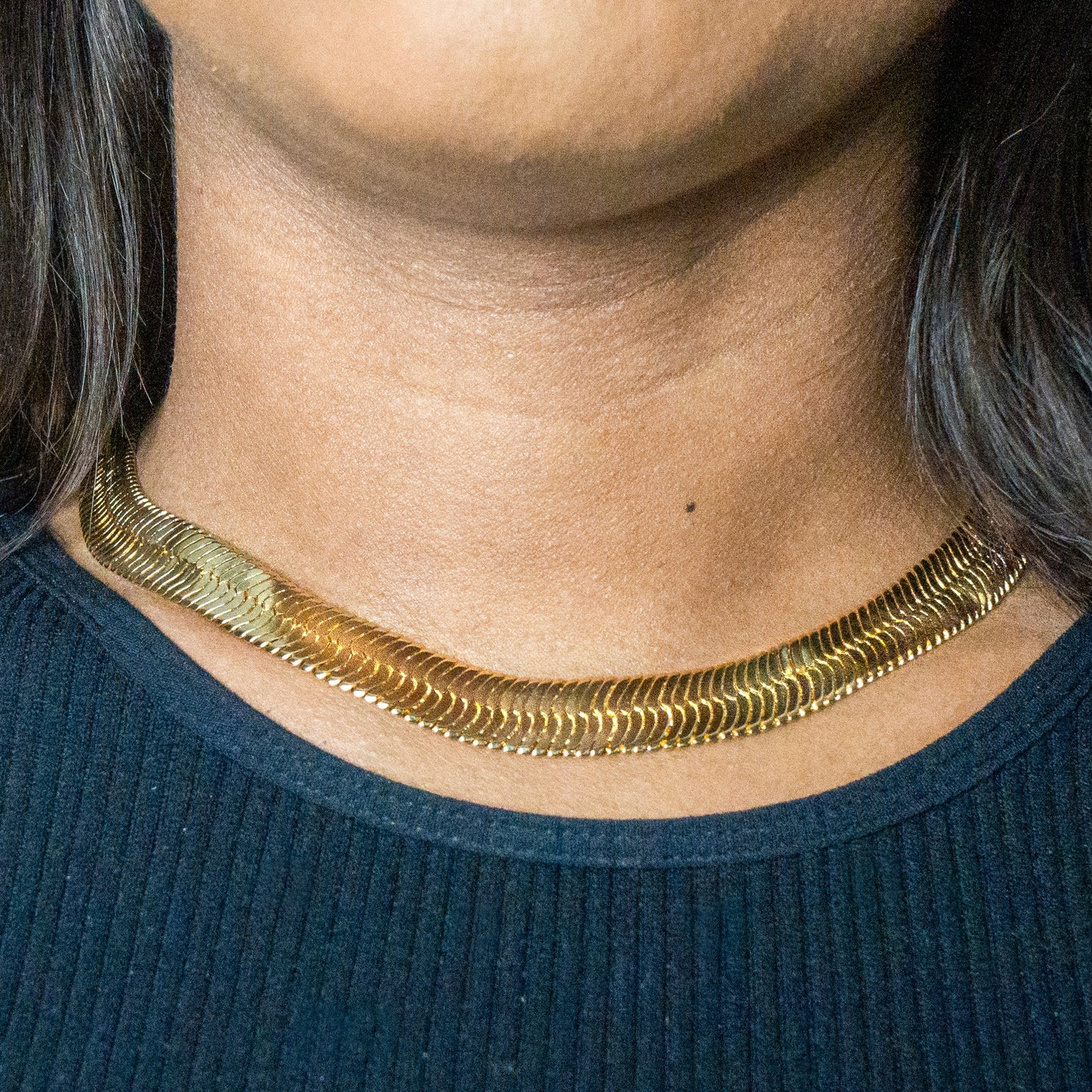 Womens Jewelry - Gold Herringbone Link Chain