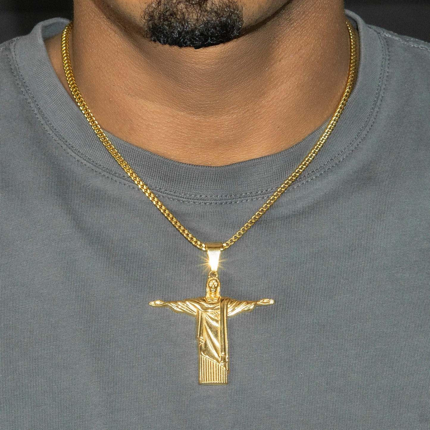 Mens Jewelry - 14K Gold Jesus Necklace | Appx. 15 Grams