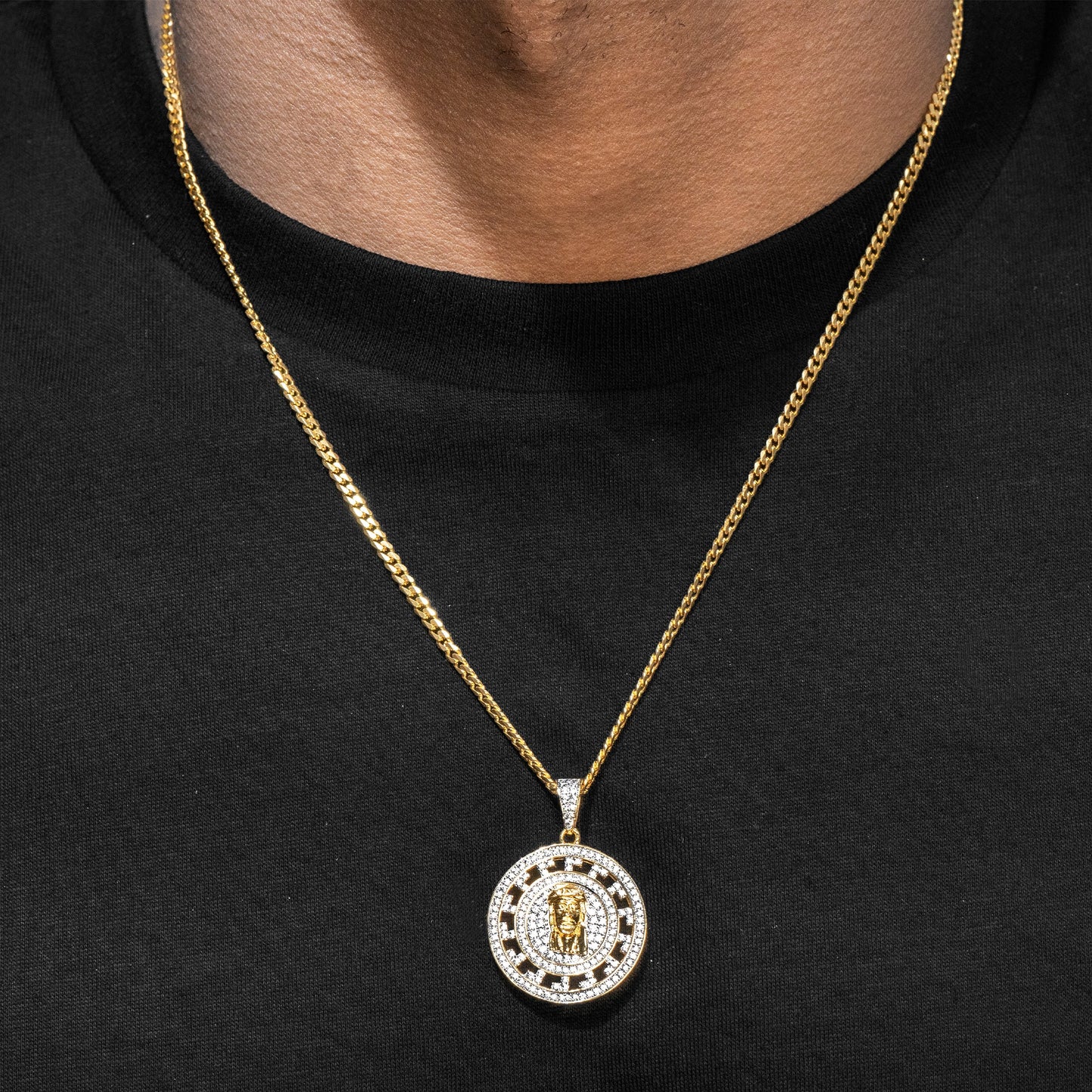 Mens Jewelry - Iced Out VVS Meander Jesus Head Pendant | 11.9 Grams