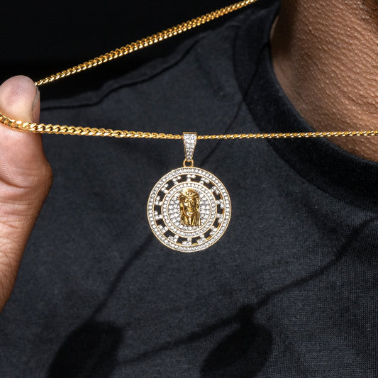 Mens Jewelry - Iced Out VVS Meander Jesus Head Pendant | 11.9 Grams
