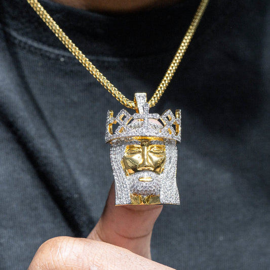 Mens Jewelry - Iced Out VVS Jesus Head Crown Pendant | 12.5 Grams