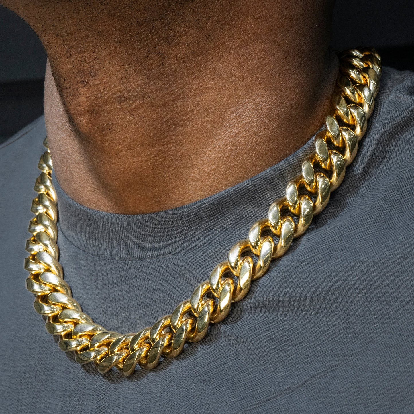 Mens Jewelry - Solid Gold Miami Cuban Link Chain & Bracelet ( 14 Mm )