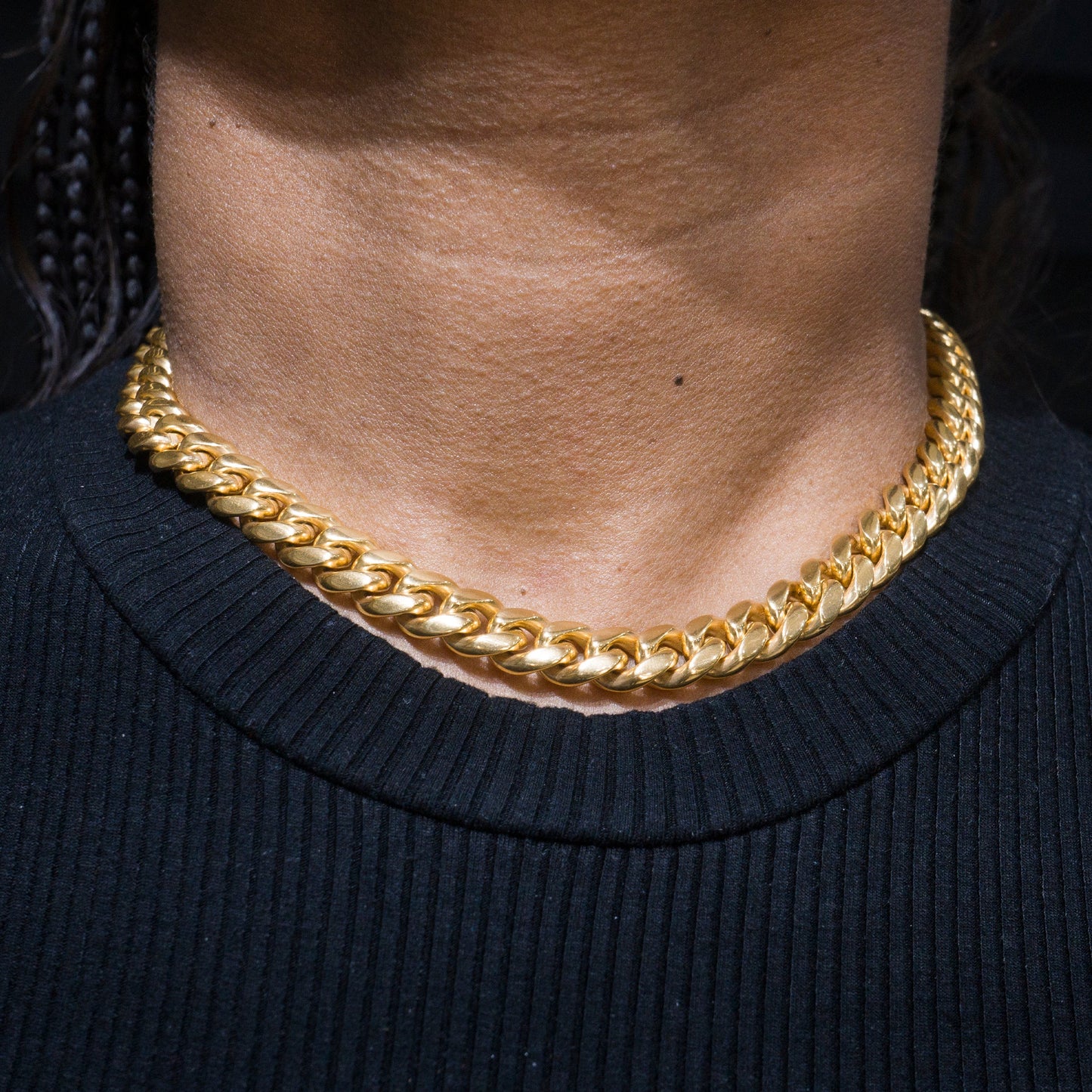 Womens Jewelry - Gold Chain Solid Miami Cuban Link