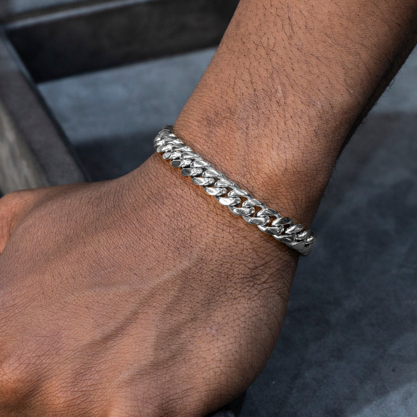 Gold Jewelry -  Mens 14K White Gold Solid Miami Cuban Link Bracelet