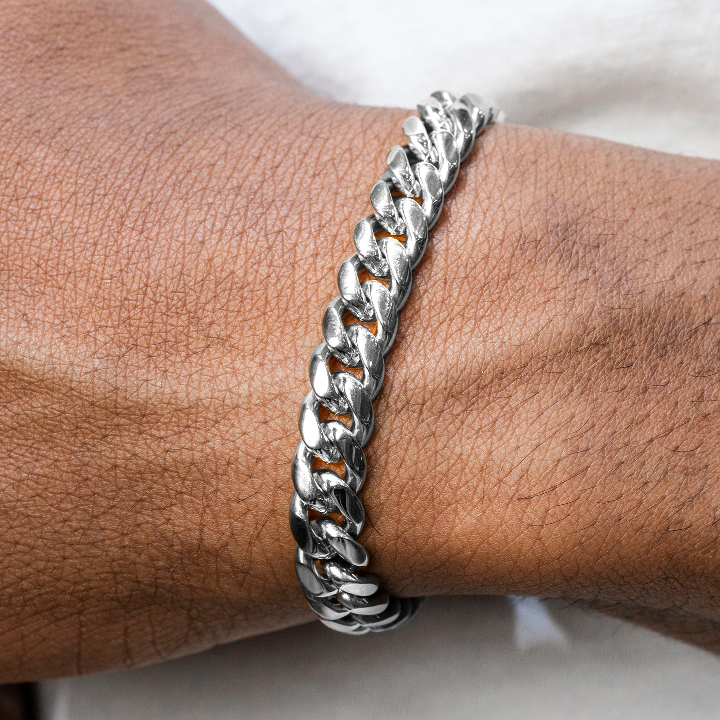 Gold Jewelry -  Mens 14K White Gold Solid Miami Cuban Link Bracelet