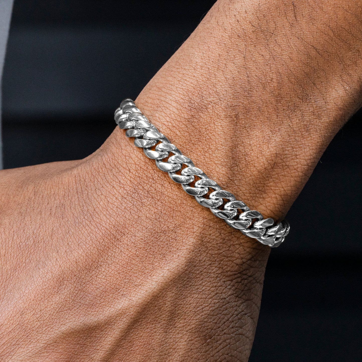 Gold Jewelry -  Mens 14K White Gold Solid Miami Cuban Link Bracelet