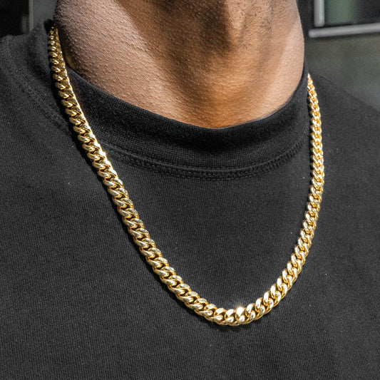 Mens Jewelry -  Mens 14K Gold Chain Solid Miami Cuban Link / 6MM