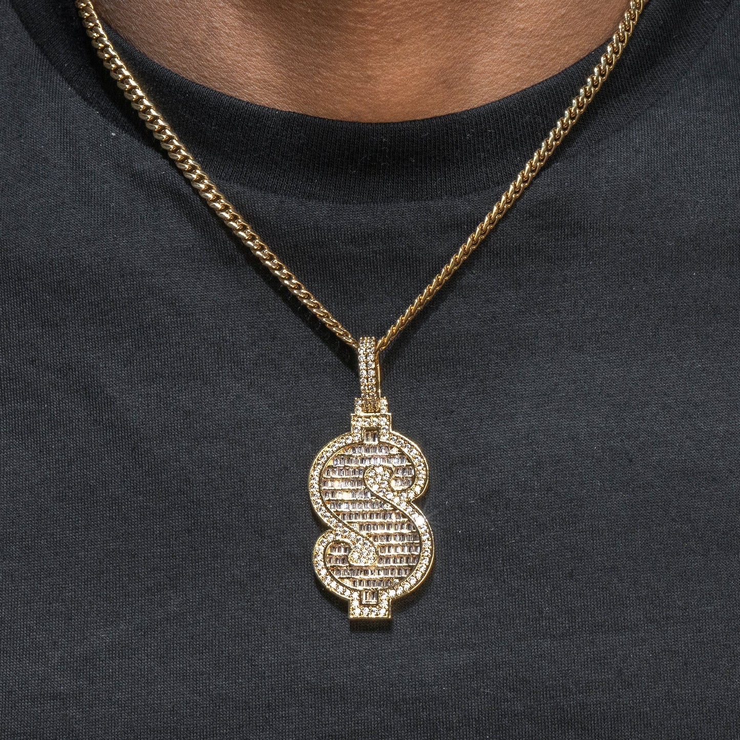Mens Jewelry -  Gold Iced Out VVS Money Necklace | Appx. 21.2 Grams