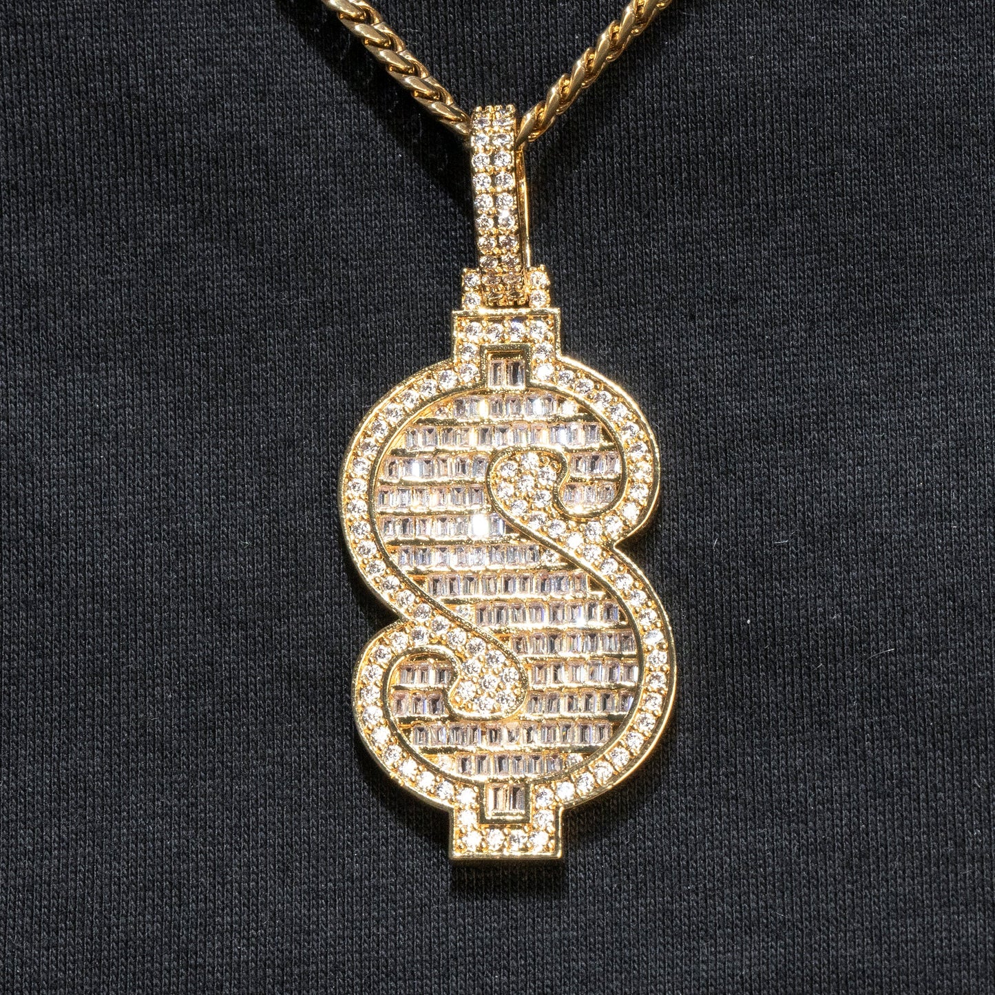 Mens Jewelry -  Gold Iced Out VVS Money Necklace | Appx. 21.2 Grams