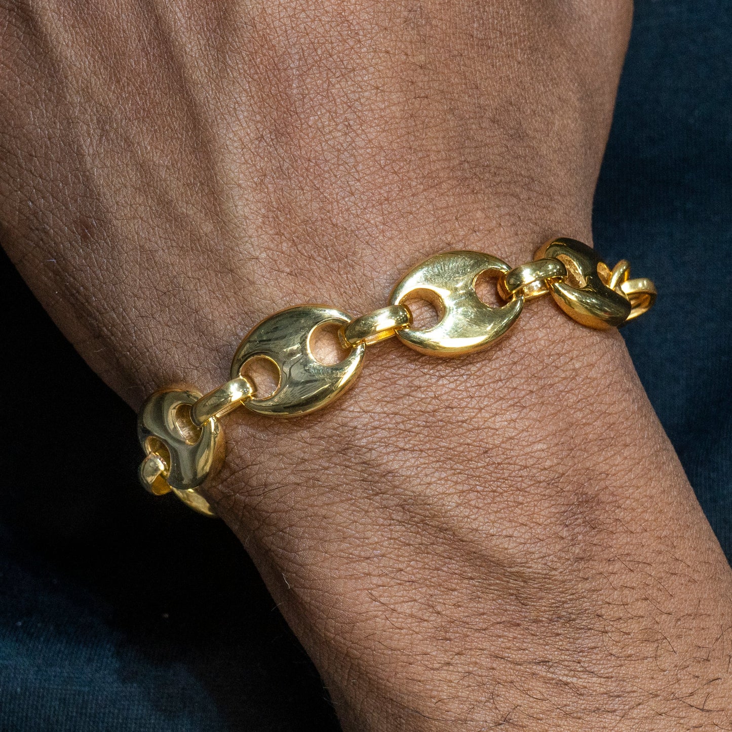 Mens Jewelry - Mens 14K Gold Puff Chain & Bracelet