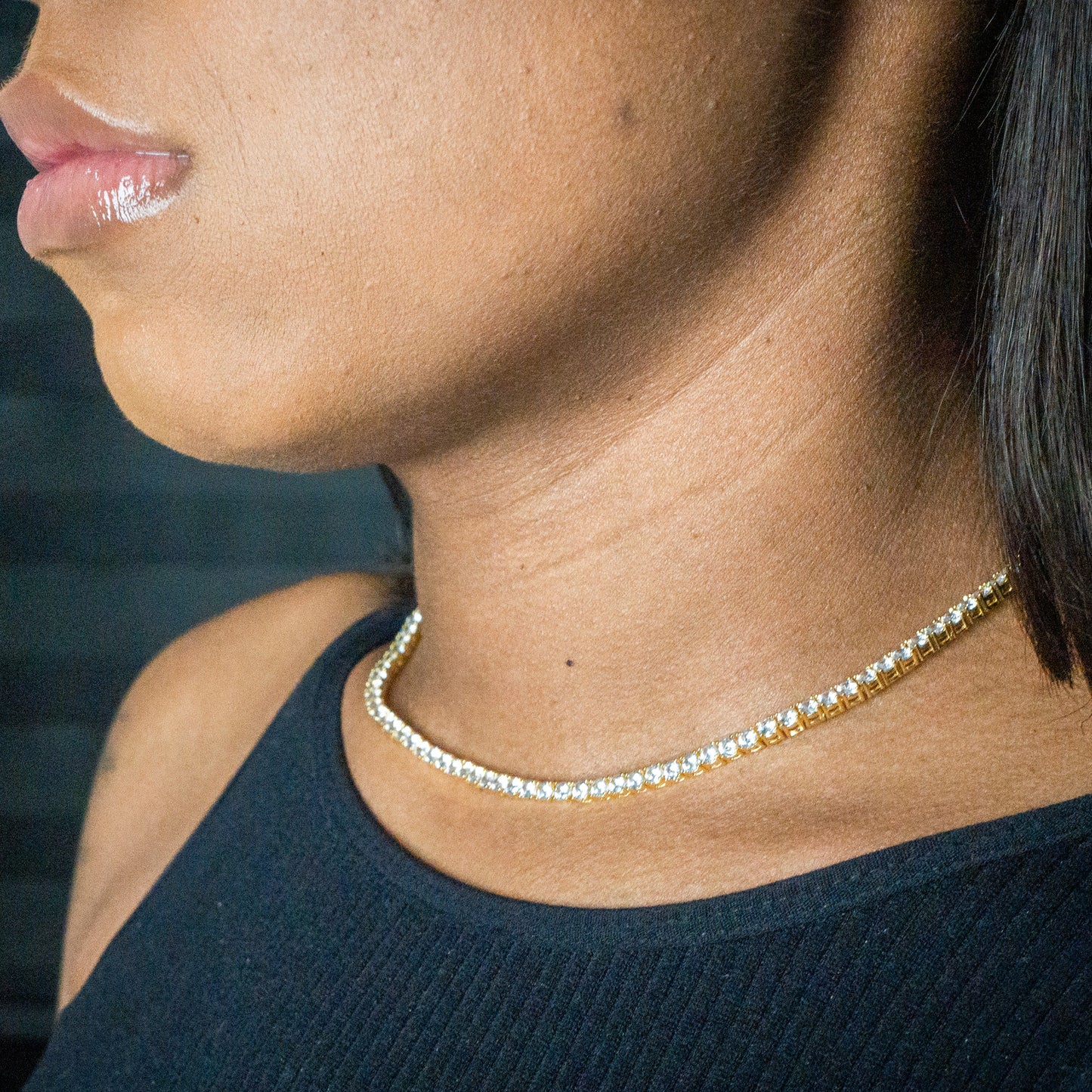Womens Jewelry - Gold Iced Out VVS Tennis Chain